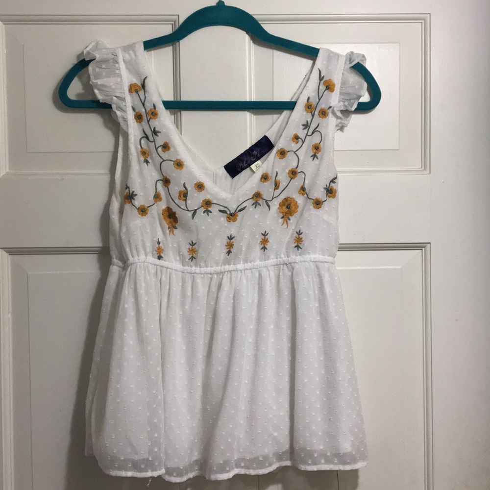 Floral Embroidered Sheer Tank